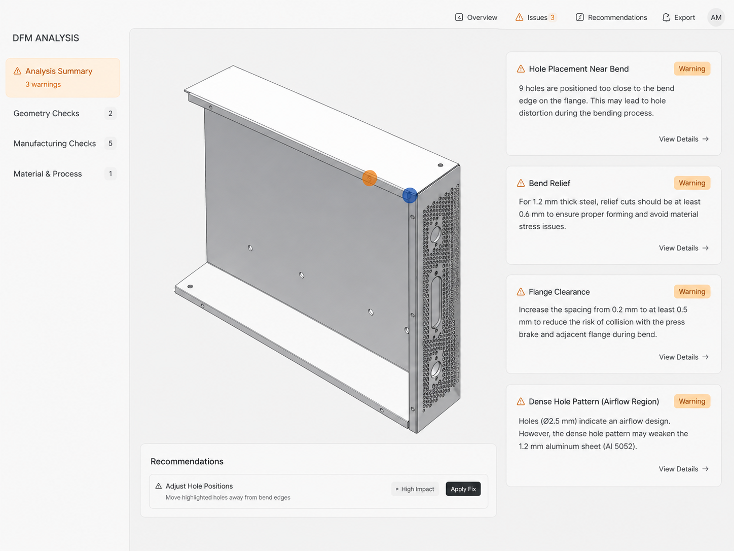 Manufacturability analysis of a precision metal part