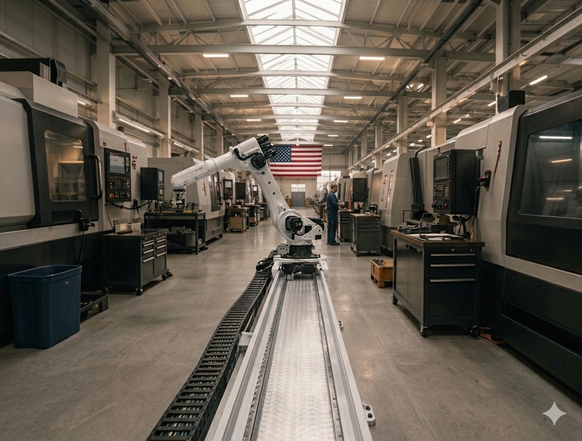 Factory floor with production machines and planning view